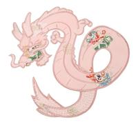 TOVINANNA Pezzetto Adesivo per Tessuti a Forma di Drago Rosa, Patch Ricamata Elegante per Riparare e Rinforzare Vestiti, Accessorio per Abbigliamento e Portafogli