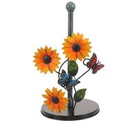 TOVINANNA Porta Carta Cucina in Ferro Battuto con Fiore Decorativo Realistico e Farfalla Supporto Robusto e Stabile per Asciugamani di Carta Elegante Porta per Cucina e Soggiorno