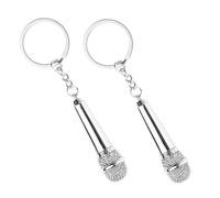TOVINANNA Portachiavi Elegante e Portatile Microfono in Metallo Argento 2 Pezzi Organizer Chiavi Creativo per Borsa o Uso Quotidiano