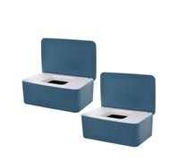 TOVINANNA Scatola per Salviette Umidificate 2 Pezzi in Pp Blu, Resistente a Perdite, Mantiene le Salviette Umide, per Viaggi e Uso in Nursery