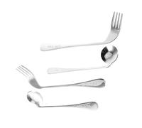 TOVINANNA Set 4 Pezzi Utensili Angolati in Acciaio, Cucchiai e Forchette Curva Anti-scivolo Per Alimentazione Autonoma, Ausilio Pasti Per Anziani e Pazienti Mobilità Ridotta