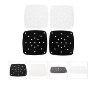 TOVINANNA Set 4 Tappetini Antiaderenti in Silicone Resistenti al Calore per Friggitrice ad Aria e Vaporiera Riutilizzabili 166 CM Quadrati Angoli Arrotondati Nero e Bianco Accessori