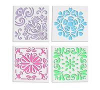 TOVINANNA Set 4pezzi Stencil per Pittura Retro Totem in Pet, Flessibile e Facile da Pulire, Modelli Decorativi Eleganti per Decorazione Torte e DIY in Famiglia Colore Casuale Stili multipli