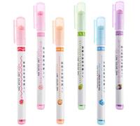 TOVINANNA Set 6 Evidenziatori Curvi in Plastico Compatto per Studenti e Insegnanti, per Scrapbooking e Uso Outdoor, Colori Tinta Unita per Scuola e Ufficio