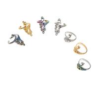 TOVINANNA Set da 7 Anelli per Maglieria Guida per Filati Portatile Anelli Decorativi da Dito Stile Vintage Animali Accessori per Uncinetto per Uso Quotidiano e Regali Festa