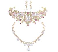 TOVINANNA Set Di Collana E Orecchini A Forma Di Per Bambine Con Strass Lucidi Per Compleanno Di Una Piccola Principessa