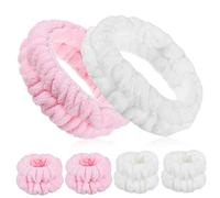 TOVINANNA Set Fascia Elastica Per Viso e Braccialetti Per Trucco, Elastiche e Traspiranti, Confezione 4 Pezzi, Per Pulizia Del Viso, Spa, Sport e Yoga, Donne e Ragazze