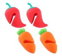 TOVINANNA Sollevatori per Coperchi Antitrabocco in Silicone a Forma di Carota e Peperoncino, Set 4 Pezzi Resistente al Calore per Pentole, Dispositivo di Rilascio Vapore per Cucina