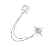 TOVINANNA Spilla a Forma di Stella a Otto Punte in Lega Argento Catena Decorativa, Elegante e Comoda da Indossare per Zaini e Giacche