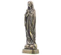 TOVINANNA Statua di Maria in Ottone Vintage Decorazione Religiosa da Tavolo per Chiesa Scultura in Miniatura di Maria in Metallo Ornamento da Tavolo Dettagli Raffinati Decorazione