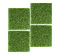 TOVINANNA Tappeto Prato Artificiale 15x15 Cm Set 4 Pezzi in Plastica per Ambientazioni Miniature e Progetti Creativi, Finta per Interni e Esterni