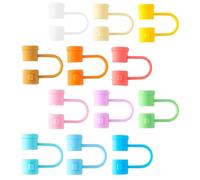 TOVINANNA Tappi per Cannucce in Silicone Riutilizzabili 8mm, Set da 12 Pezzi Colorati, Coperture Protettive Antigraffio per Cannucce, Accessori per Uso Domestico, Picnic e Feste