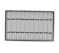 TOVINANNA Vassoio Porta Orologi e Organizer Per Gioielli 10 Scomparti Bordo in Pelle Nera e Interno in Velluto Grigio, Espositore Per Orologi e Collane, Per Uso Domestico e Vetrine Negozi