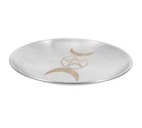 TOVINANNA Vassoio Portacandele Altare in Acciaio Inossidabile con Stella a Cinque Punte Piatto Rotondo Decorativo per Cerimonie Spirituali e Offerte Religiose Design Elegante per Tavoli da