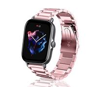 ToVioc 20mm Cinturino Compatibile con Amazfit Active(2/1)/ GTS(4/4 Mini/3/2e/2 mini/2/1), Cinturini di Ricambio Regolabile in Acciaio Inossidabile Compatibile con Amazfit Bip(3 pro/3/S) - Rosa