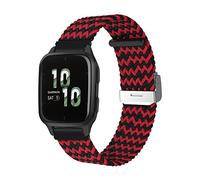 ToVioc 20mm Cinturino Compatibile con Garmin vivoactive 5 / vívomove Trend/Garmin Venu Sq 2 music, Nylon Intrecciato Regolabile Sportiva Elastica Cinturino per Garmin Venu 2 Plus - Nero Rosso
