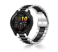 ToVioc 22mm Cinturino Compatibile con Garmin Venu 4 45mm/3 45mm/2, vivoactive 4/Active, Cinturino di Ricambio Regolabile in Acciaio Inossidabile per Garmin Forerunner 570 47mm/265/255 - Argento Nero