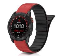 ToVioc Cinturini Silicone per 51mm of Garmin Fenix 8 Pro/Quatix 8/Tactix 8/D2 Mach 2, Cinturino Magnetico QuickFit 26mm per Garmin Fenix 7X/7X Pro/6X, D2 Mach 1 Pro, Enduro 3/2 - Rosso & Nero