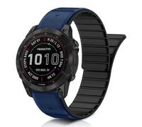 ToVioc Cinturini Silicone per Garmin Descent G2 /Tactix 8 47mm /Fenix 8 47mm /Fenix E Cinturino Magnetico QuickFit 22mm per Garmin Fenix 7 Pro 6 5 /Quatix 5 6 7 Pro/Approach S62 S60 - Blu/Nero