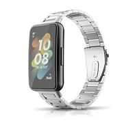 ToVioc Cinturino Compatibile con Huawei Band 7, Cinturini di Ricambio Regolabile in Acciaio Inossidabile Metallo Compatibile con Huawei Band 7 - Argento