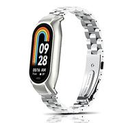 ToVioc Cinturino Compatibile con Xiaomi Mi Band 8, Cinturino di Ricambio Regolabile in Acciaio Inossidabile Metallo Compatibile con Xiaomi Smart Band 8 - Argento