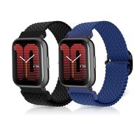 ToVioc Cinturino per Amazfit Active 3 Premium/Active 2 Square/Active2/Bip 3 Pro, 20mm Elastico Traspirante Sportivo Cinturini per Amazfit Cheetah 2 Pro/Cheetah Square - Nero & Blu Freddo