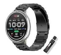 ToVioc Cinturino per Amazfit Active 3 Premium/Active 2 Square/Cheetah 2 Pro/Bip 3 Pro, 20mm Cinturini di Ricambio Acciaio Inossidabile per Garmin Vivoactive 6/Forerunner 170/Forerunner 70 - Nero