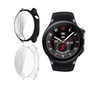 ToVioc Cover Compatibile con OnePlus Watch 2 Custodia Full Protezione, [2 Pezzi] [Anti-Graffio] Shell con Pellicola Protettiva per OnePlus Watch 2 - Nero & Trasparente