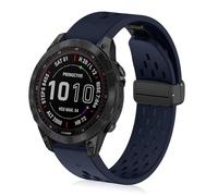 ToVioc Silicone Cinturino per 47mm of Garmin Fenix E/Fenix 8 Pro/Tactix 8/Quatix 8/D2 Mach 2, Cinturino Quickfit 22mm Silicone Magnetico per Garmin Quatix 7 Pro/6, Descent G2 - Blu Mezzanotte
