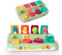 Tovol Zerky Giocattolo Dinosauro Pop-Up Causa ed Effetto per Bambini di 6-9-12 Mesi, Giocattolo Interattivo per Apprendimento Precoce con Pulsanti Sensoriali Regalo per Bambini di 1-3 Anni