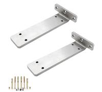 tow000ack 2x Reggimensola,Staffe per Mensole Galleggianti,Supporto per Mensola da Parete in Metallo,Forma di L,Staffa per Scaffali Flottanti in Acciaio Inossidabile,con Viti,Argento (100mm)