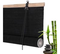 tow000ack Tende a Rullo in bambù Naturale,Tapparella Bamboo Avvolgibile Cortina Oscurante da Esterno Interno,Nere Veneziana per Finestre,Personalizzate,Larghezza x Altezza (50cm x 140cm)