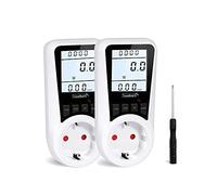 Towallmark, misuratore di costi energetici, 2 pezzi, misuratore di corrente, contatore di potenza, contatore di corrente per presa con schermo LCD più grande + retroilluminazione, fusibile di