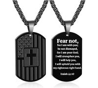 TOWAMOE Collana da uomo con ciondolo a forma di croce con versi della Bibbia cristiana, in acciaio inox, regalo religioso cristiano (con sacchetto regalo), Acciaio inossidabile, Nessuna pietra