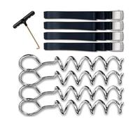 TOWARDSNAN 4 picchetti portatili a forma di cavatappi per trampolino, picchetti per tende, ancoraggi a spirale, accessori per tende, facili da usare