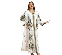 TOWARDSNAN Abayas - Abito lungo da donna con stampa floreale, caftano, lunghezza intera, stile casual, Colore caffè., M