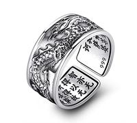 TOWARDSNAN Anello, amuleto vintage buddista cinese con lettera aperta anelli uomo e donna gioielli buddista cuore sutra anelli, As shown, Rame