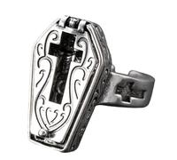 TOWARDSNAN Anello, robusto anello con croci a bara gotico teschio bara croci anelli regolabili per stili unici e appassionati di moda, See dimensional drawing, Metallo