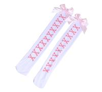 TOWARDSNAN Calze lunghe lunghe sopra il ginocchio con fiocco dolce per Halloween Calze lunghe con scheletro stampato collant Cosplay Festival Party Supplie calzini lunghi, bianco, Taglia unica