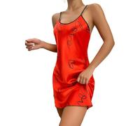 TOWARDSNAN Camicia da notte da donna in seta di ghiaccio con stampa di lettere d'amore spalline sottili camicia da notte incroci indietro lingerie pigiama slip dress vacanza viaggio camicia da notte
