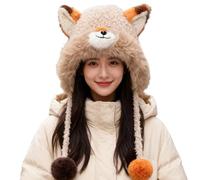 TOWARDSNAN Cappello invernale con paraorecchie in peluche a forma di cartone animato, caldo pullover per donne e ragazze, comodo copricapo da guerra per attività quotidiane all'aperto con orecchie