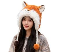 TOWARDSNAN Cappello invernale con paraorecchie in peluche a forma di cartone animato, caldo pullover per donne e ragazze, comodo copricapo da guerra per attività quotidiane all'aperto con orecchie