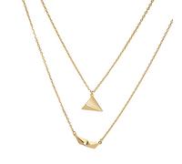 TOWARDSNAN Collana, 2 collane delicate di carta a forma di aeroplano-barca, per donne e ragazze, catena clavicola dorata, origami, barca, girocollo, gioielli ornamentali, As shown in the figure