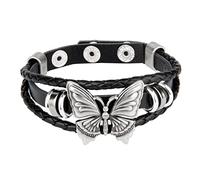 TOWARDSNAN Collana,catena in pelle PU ciondolo farfalla collane bracciale donna uomo punk gotico girocollo collare fresco, As shown in the figure, poliuretano