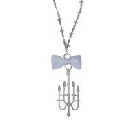 TOWARDSNAN Collana, collana con ciondolo a forma di nodo a farfalla, regolabile, con supporto per candela, elegante girocollo con fiocchi, gioiello da donna, As shown in the figure, Metallo