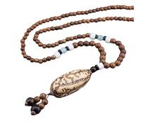 TOWARDSNAN Collana,Collana fatta a mano con perline di legno per meditazione collana delicata lunga maglione catena unisex, 51cm(incl.)-80cm(incl.), plastica/resina