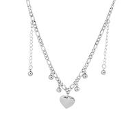 TOWARDSNAN Collana, collana punk con ciondolo a forma di cuore, per donne e ragazze, gotico, dolce e fresco, catena per clavicola, accessori gioielli, Chain length 32+10CM Love 18*16MM, Acciaio
