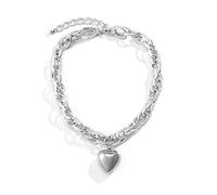 TOWARDSNAN Collana,European and Jewelry Cold Thick O-shaped Chain Hollow Simple Pendant Hip-hop Love Heart Necklace, As shown in the figure, Metallo