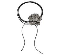 TOWARDSNAN Collana, romantica-gotico pieno di strass fiore clavicola collana donna signora moda corda regolabile catena girocollo, As shown in the figure, Panno