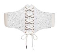 TOWARDSNAN Corsetto dimagrante da donna, elastico, cintura in vita larga con motivo a stelle, da donna, per banchetti e ricevimenti, con corda regolabile, elasticizzato, motivo a stelle nere, bianco